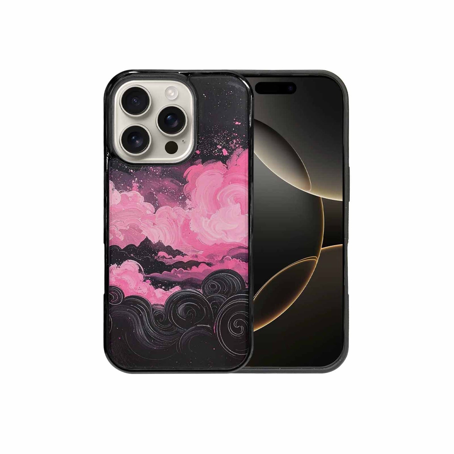 iPhone 16 Pro Case — Van Gogh Swirl Black Pink Ink, Unique Phone Case Design