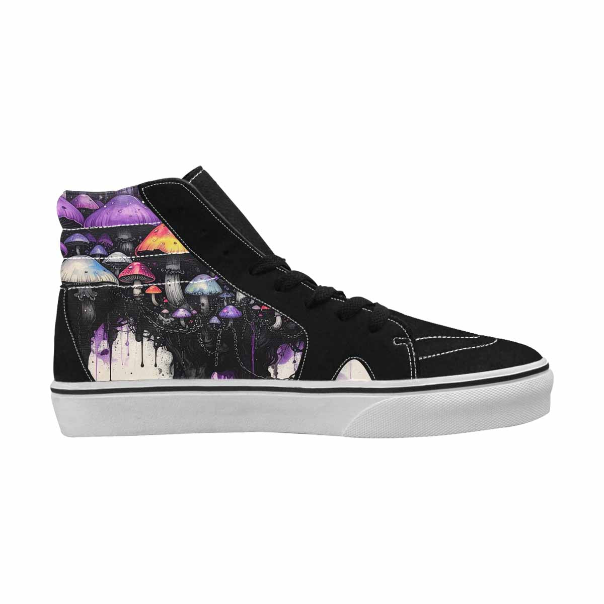 MEN'S Rainbow Drip Mushrooms High Top Canvas Kaleidoscope Custom Sneakers