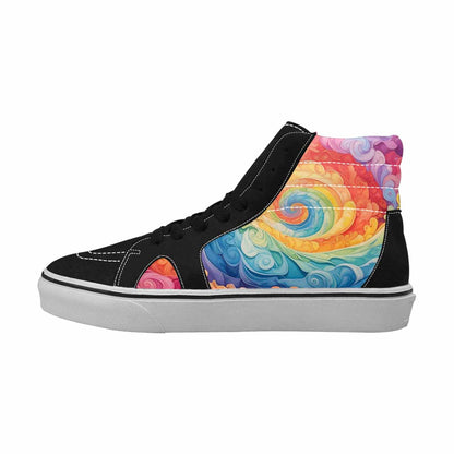MEN'S Tie Dye Swirls Tie High Top Canvas Dark Academia Custom Sneakers
