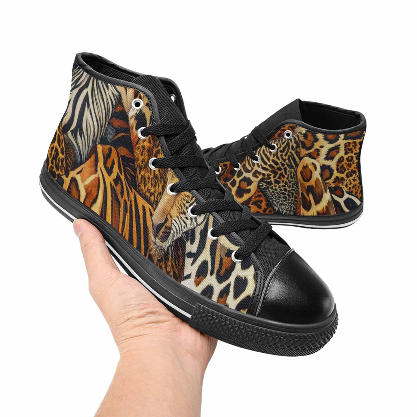 WOMEN'S Animal Print High Top Canvas Dark Academia Custom Sneakers