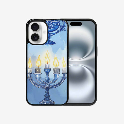 iPhone 16 Case — Hanukkah Menorah Pattern Seamless Repeat Jewish, Custom Art Phone Cover