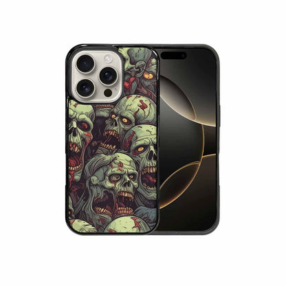 iPhone 16 Pro Case — Zombie Head Pattern Hundreds Of Small, Custom Printed Phone Case
