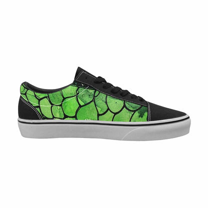 WOMEN'S Reptile Black & Green Ink Canvas Graphic Print Vibrant Chaos Shoes