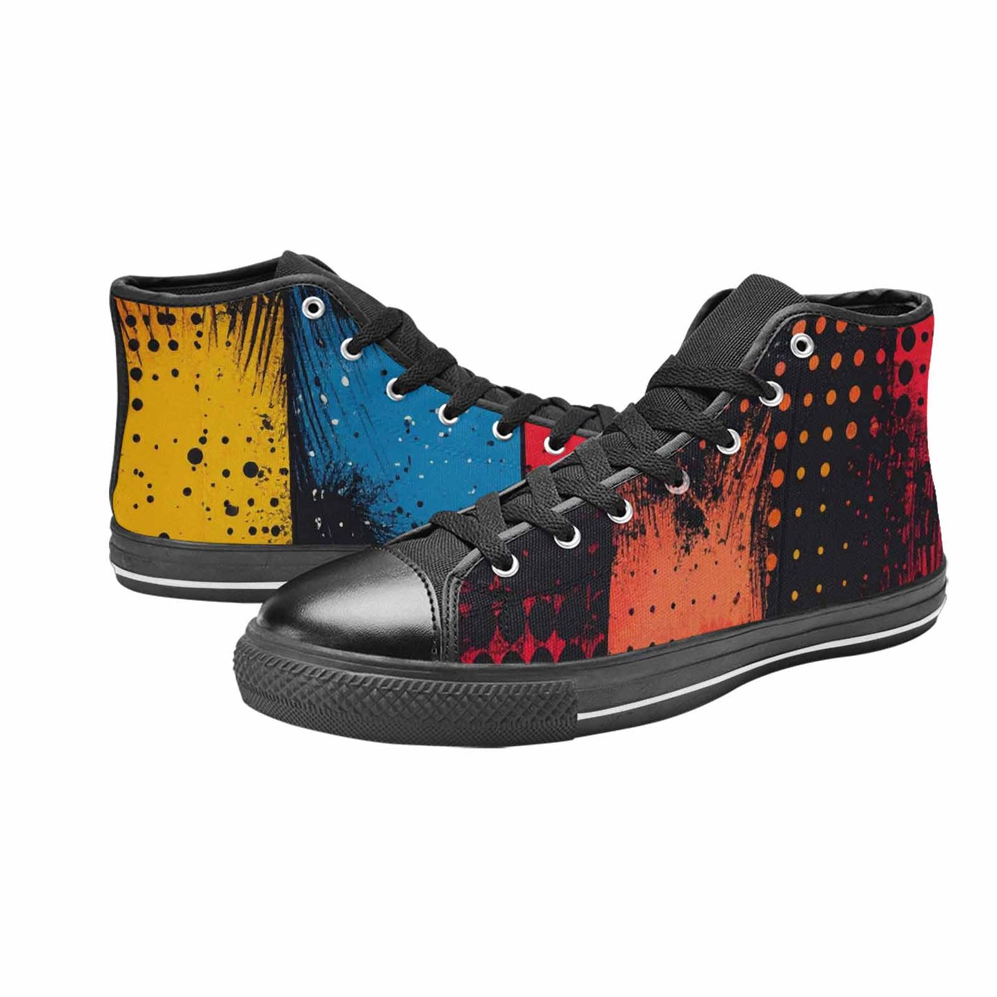 MEN'S Comic Book Halftone High Top Canvas Grunge Custom Shoes