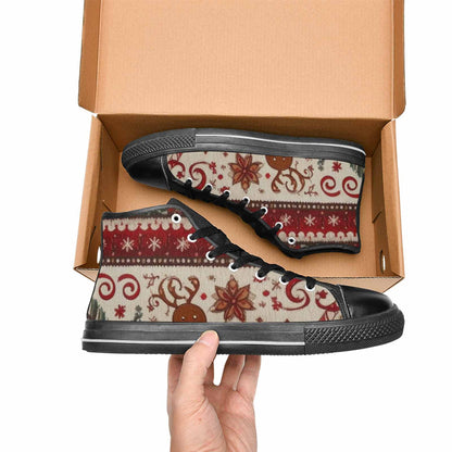 MEN'S Christmas Holly Snowflake High Top Canvas Cottagecore Shoes