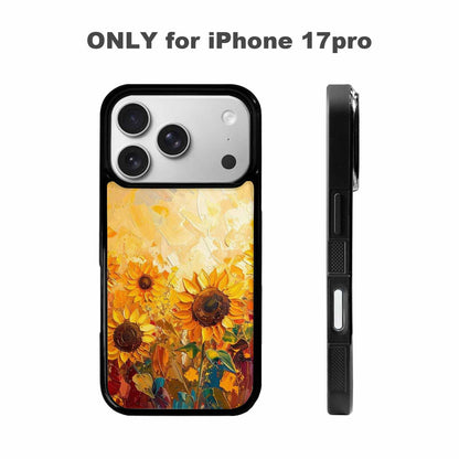 iPhone 17 Pro Case — Impressionist Sunflower Brushstroke Pattern Hundreds Floral, Custom Made Phone Cover