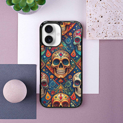 iPhone 16 Case — Sacred Geometry Lots Of Skulls Seamless, Custom Made Phone Cover