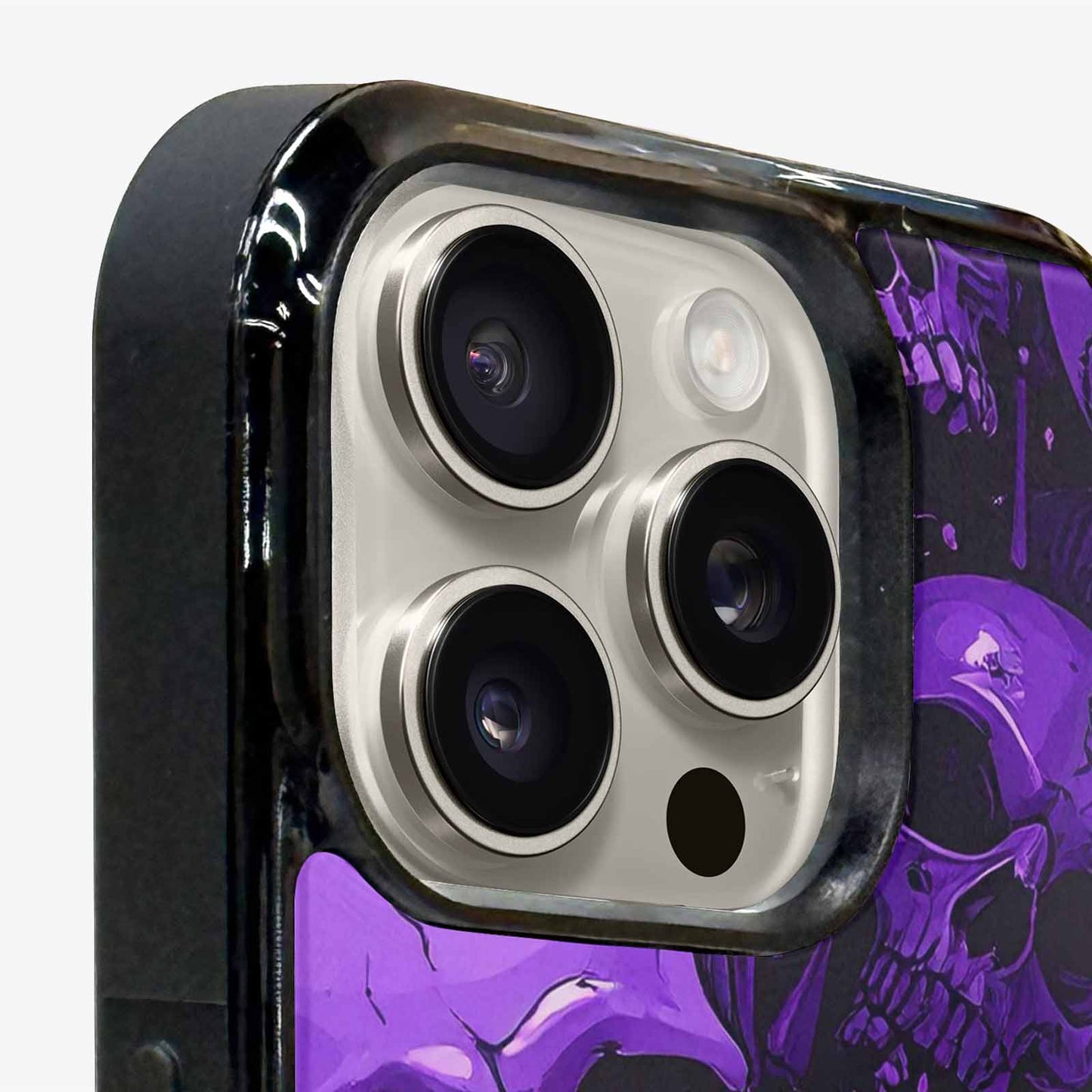 iPhone 16 Pro Case — Monochrome Purple Skeletons Neon Drip Melting, Custom Made Phone Cover