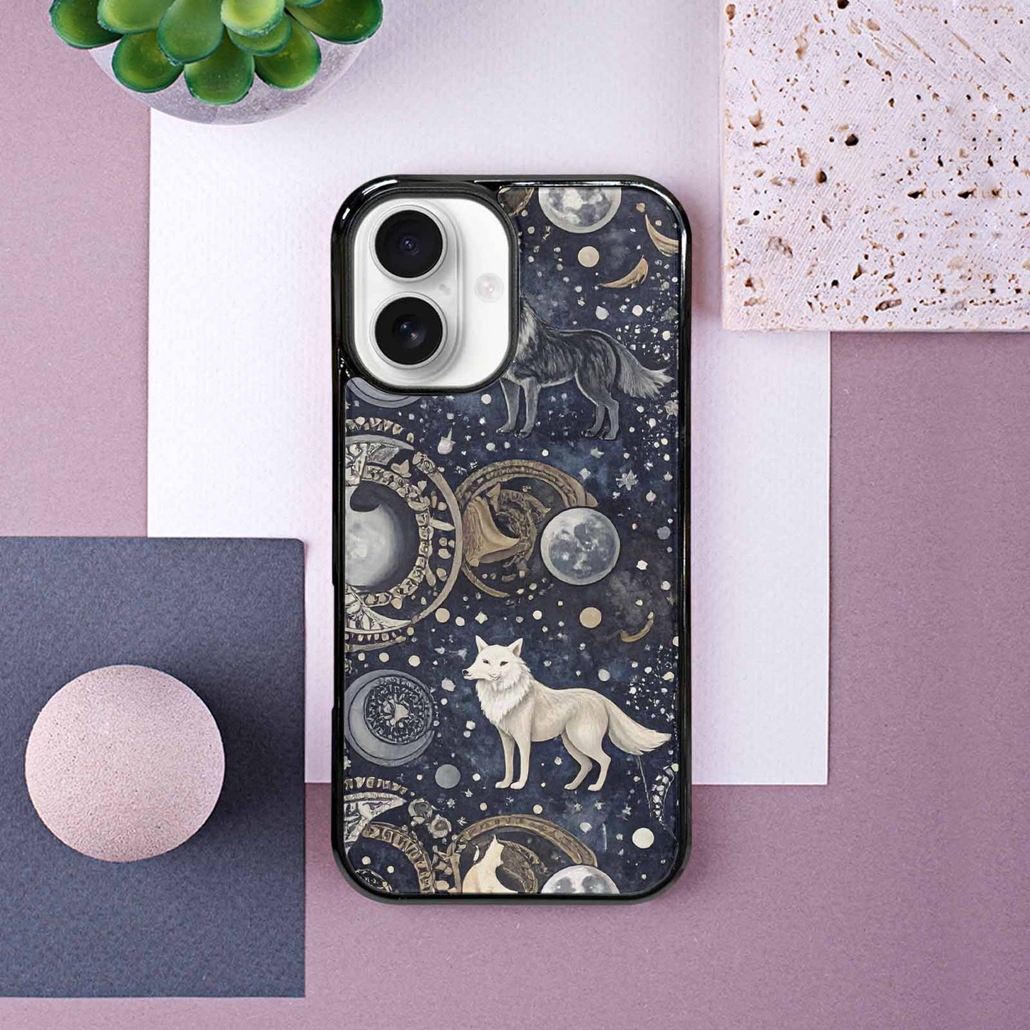 iPhone 16 Case — Wolves Everywhere Collage Overlap Small Wolf, Custom Made Phone Cover