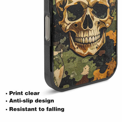 iPhone 16 Pro Case — Military Camo Texture Combined With Distressed, Personalized Phone Case