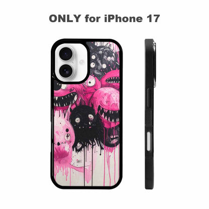 iPhone 17 Case — Black &amp; Pink Ink Cartoon Cute, Custom Designed Case Cover