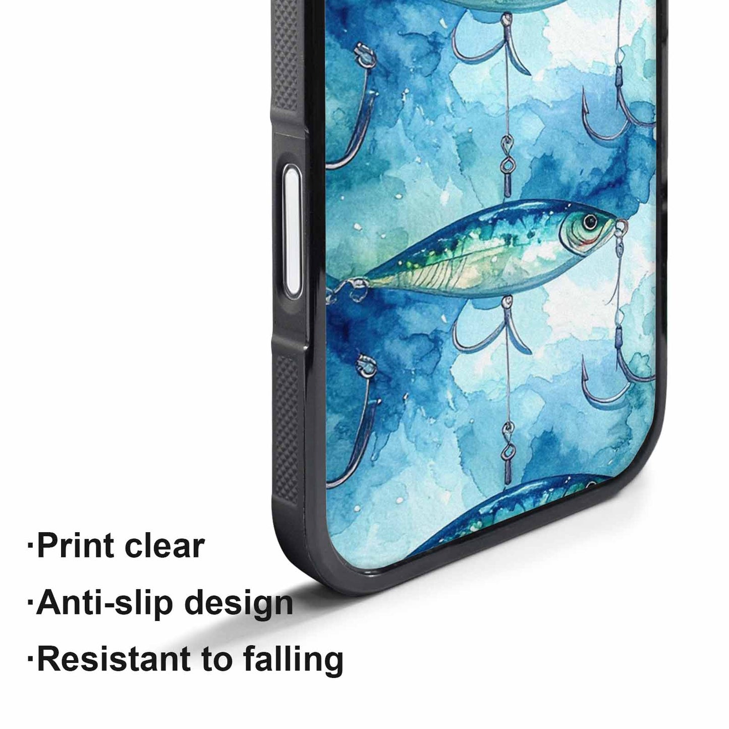 iPhone 17 Pro Case — Fishing Lure And Hook Pattern Watercolor, Unique Phone Case Design