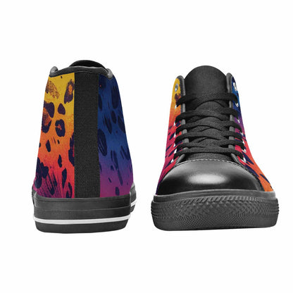 WOMEN'S Leopard Print Gradient High Top Canvas Grunge Custom Shoes