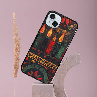 iPhone 15 Plus Case — Kwanzaa Kinara Pattern Seamless Repeat African, Original Design Phone Case