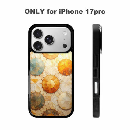 iPhone 17 Pro Case — Distressed Marble Sun Disc Original Art, Custom Printed Phone Case