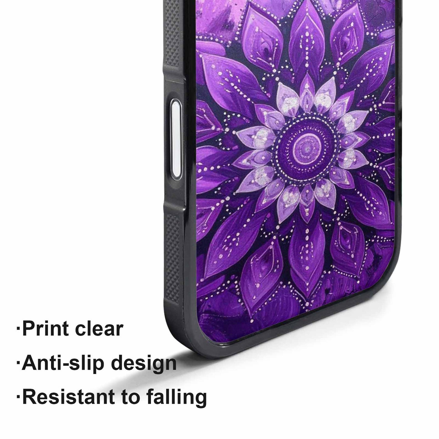 iPhone 17 Pro Case — Purple Mandala Bohemian Print Edge Original, Custom Art Phone Cover
