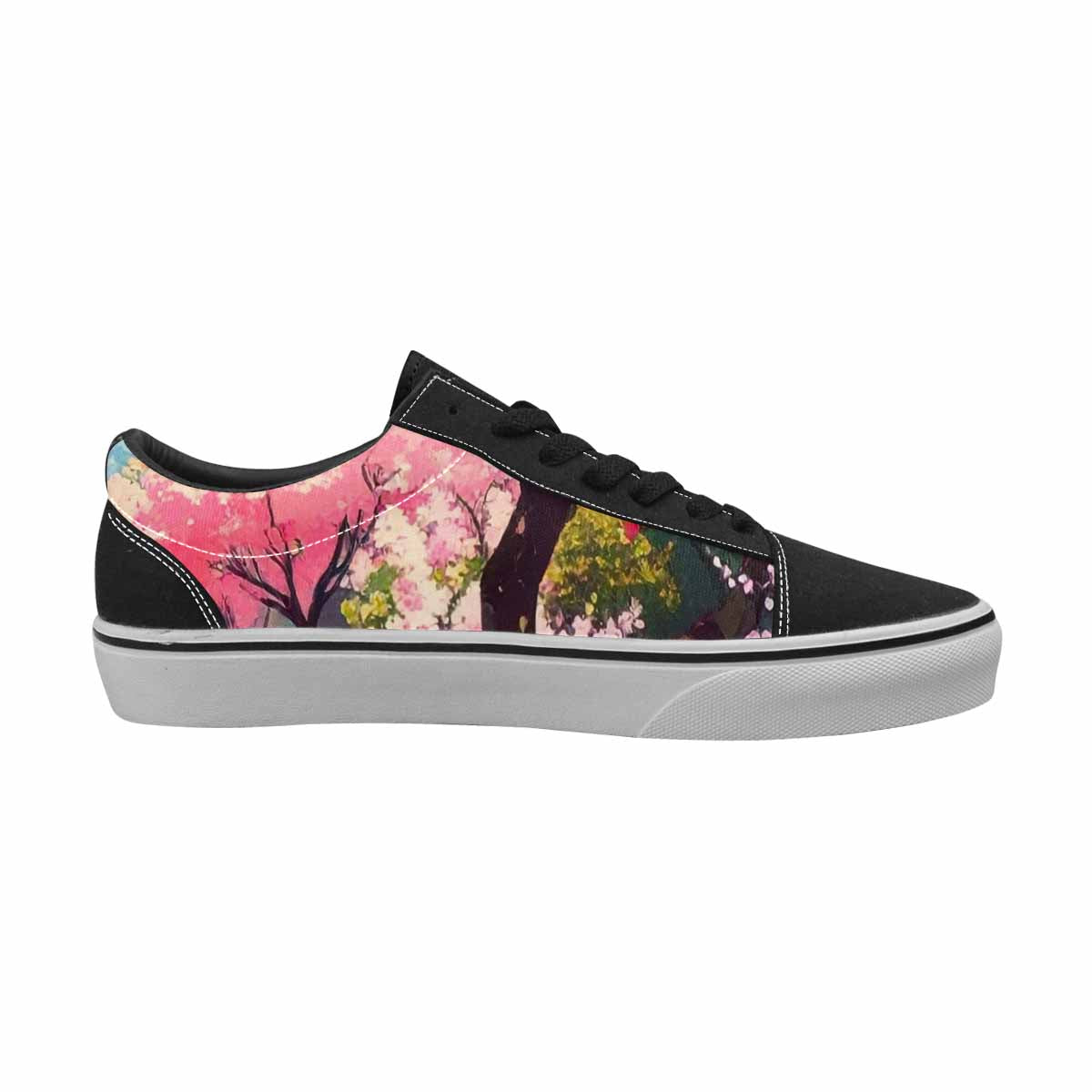 WOMEN'S Cherry Blossom Branch Cherry Lace-Up Canvas Wallpaper Art Custom Sneakers