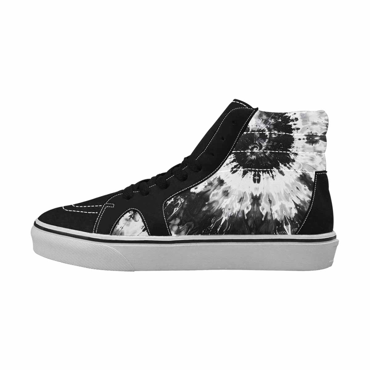 WOMEN'S Tie Dye Acid Wash Black White High Top Canvas Cottagecore Shoes