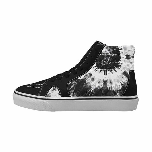 WOMEN'S Tie Dye Acid Wash Black White High Top Canvas Cottagecore Shoes