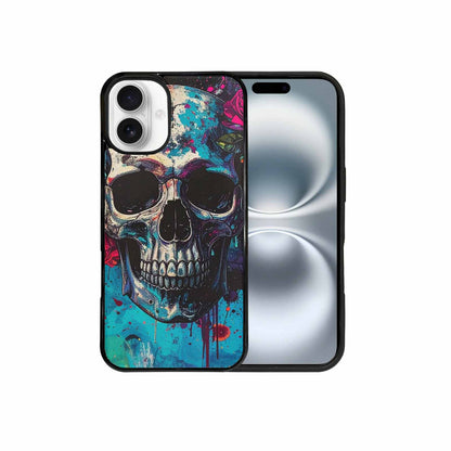iPhone 16 Plus Case — Skulls Roses Acid Wash Custom, Custom Printed Phone Case
