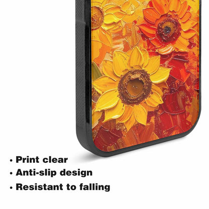 iPhone 15 Plus Case — Impressionist Sunflower Brushstroke Pattern Hundreds Of, Custom Printed Phone Case