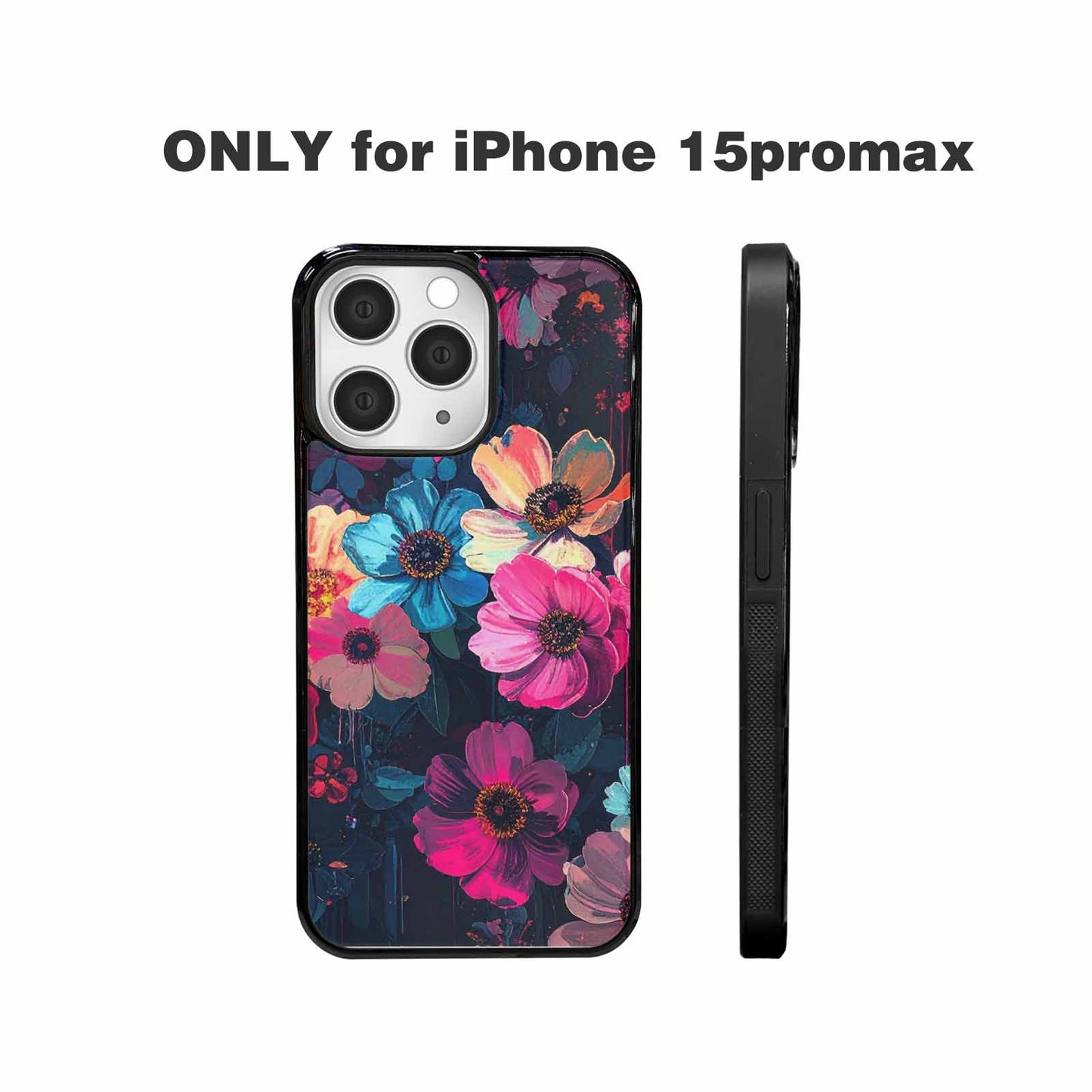 iPhone 15 Pro Max Case — Shadowy Glitch Floral Pattern Hundreds Of, Custom Art Phone Cover