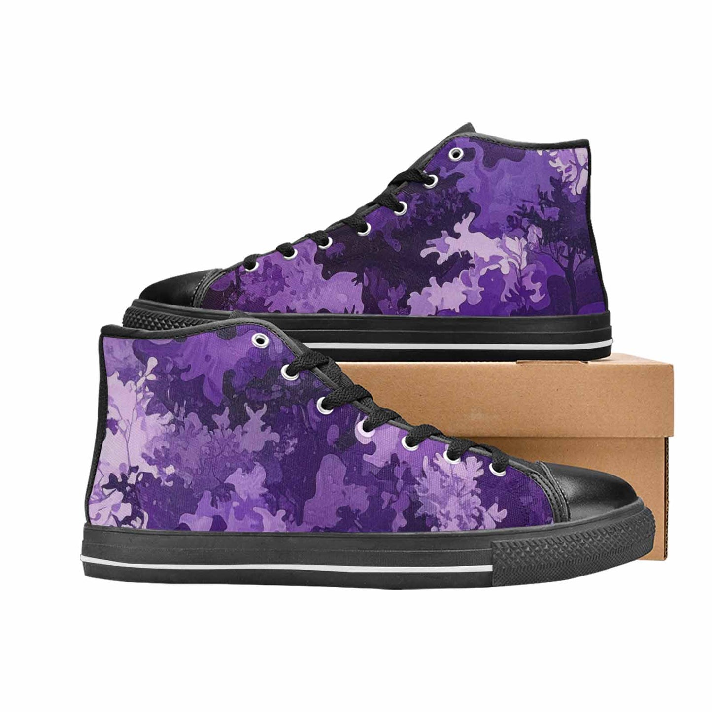 WOMEN'S Military Camouflage Blotch High Top Canvas Vibrant Chaos Sneakers