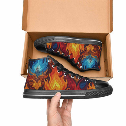 WOMEN'S Fire Flame High Top Canvas Surreal Custom Shoes