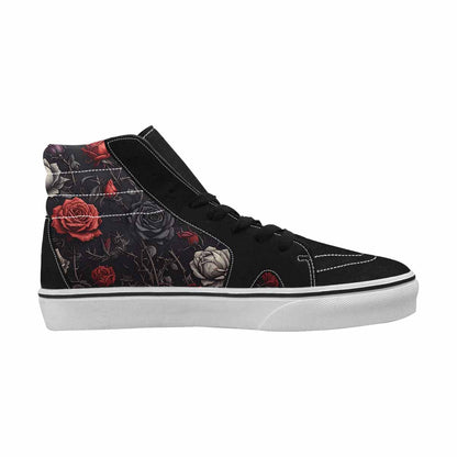 WOMEN'S Black Gothic Rose High Top Canvas Vibrant Chaos Shoes