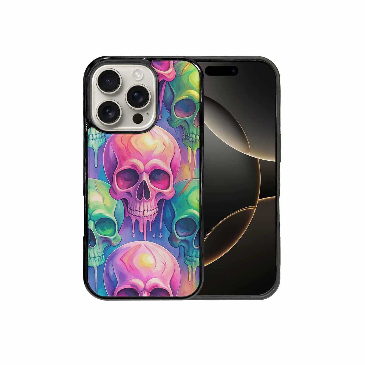 iPhone 16 Pro Case — Candy Color Dripping Skulls Custom, Original Design Phone Case