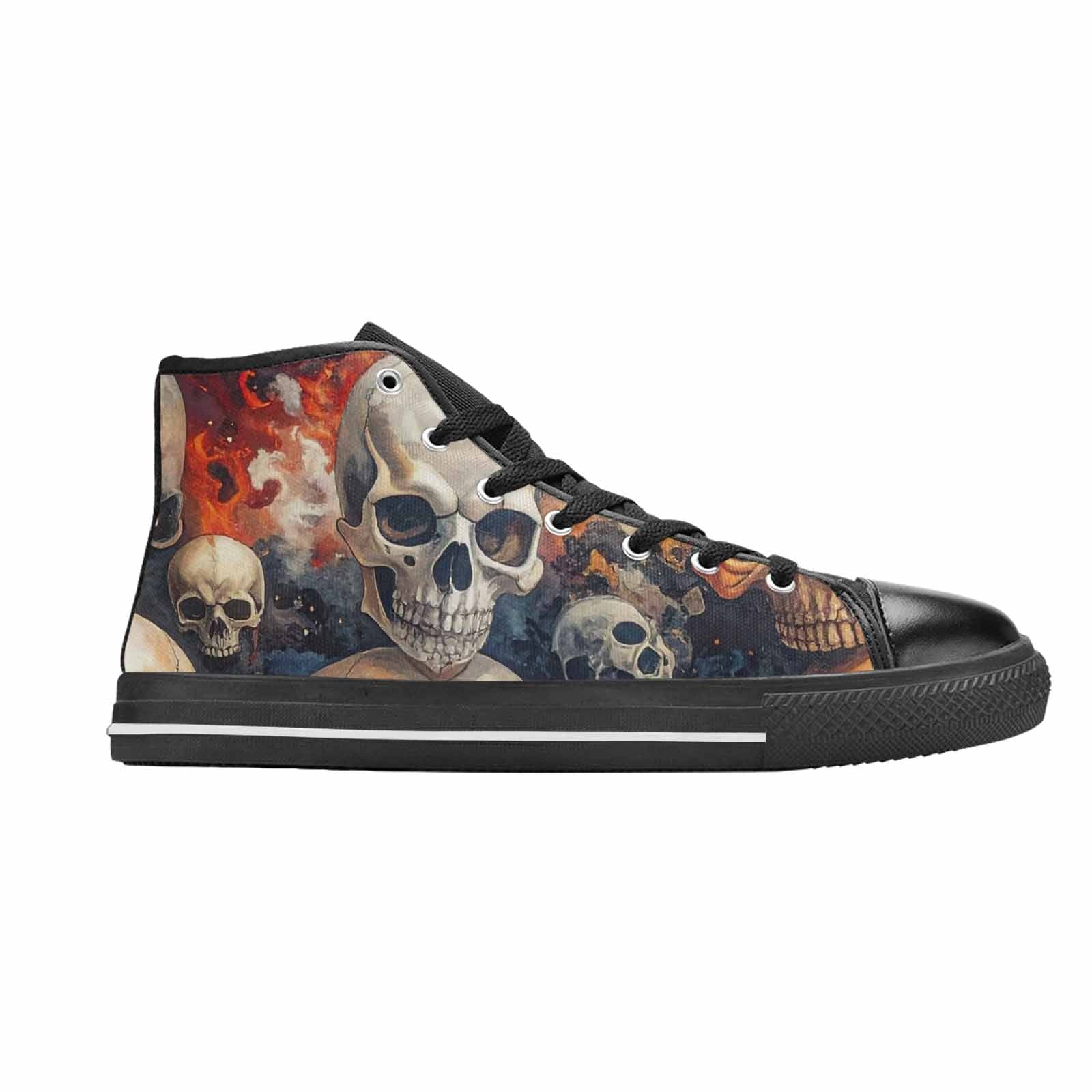 MEN'S Skulls - Flaming High Top Canvas Vivid Sneakers
