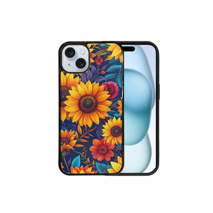 iPhone 15 Plus Case — Sunflower Skulls Print Custom, Custom Printed Phone Case