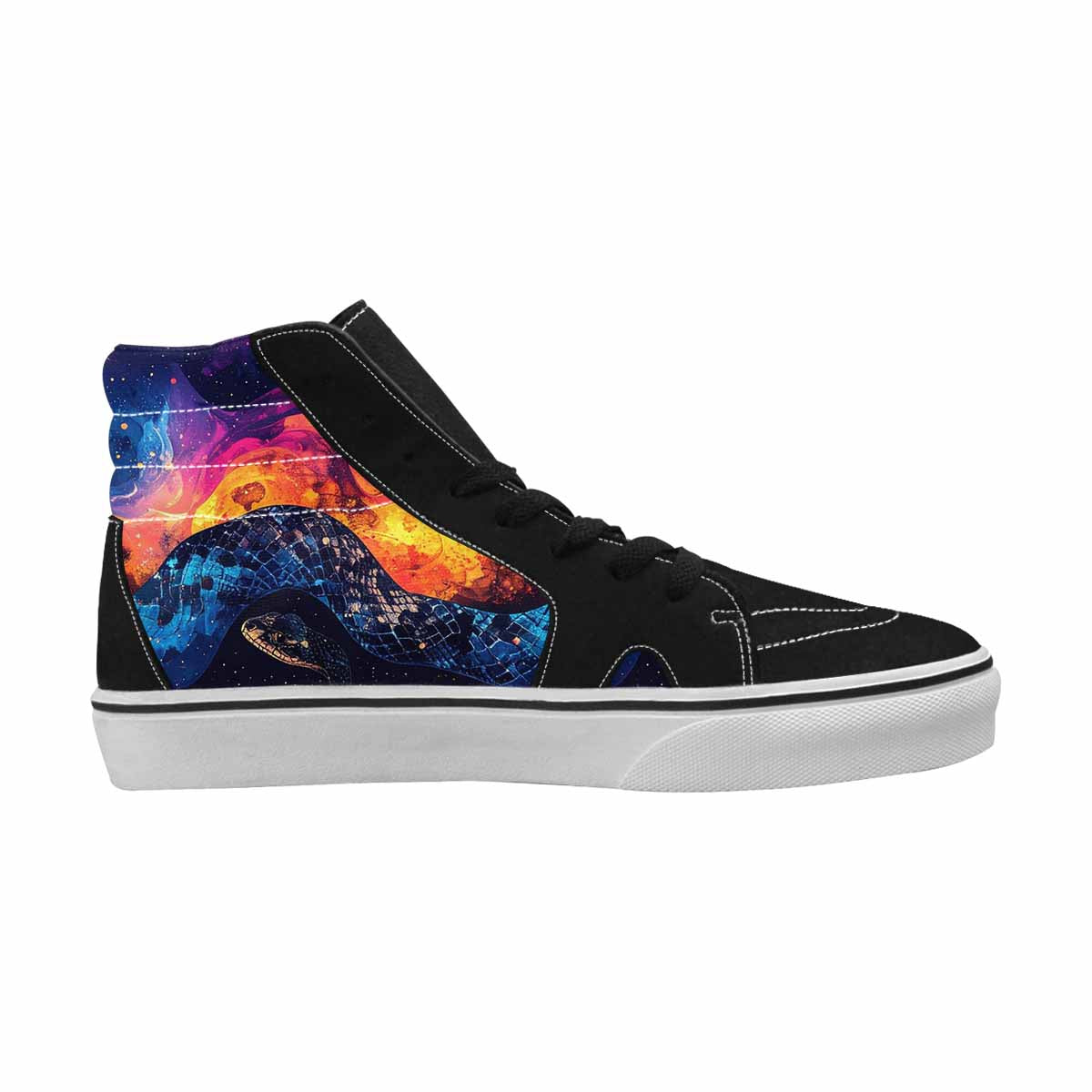 WOMEN'S Galaxy Snake Print High Top Canvas Grunge Custom Shoes