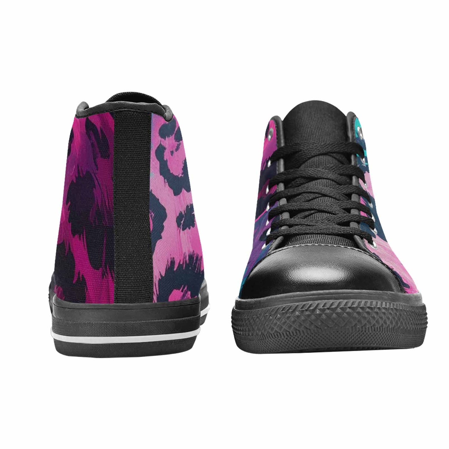MEN'S Leopard Neon Pink Teal Airbrush High Top Canvas Y2K Custom Sneakers