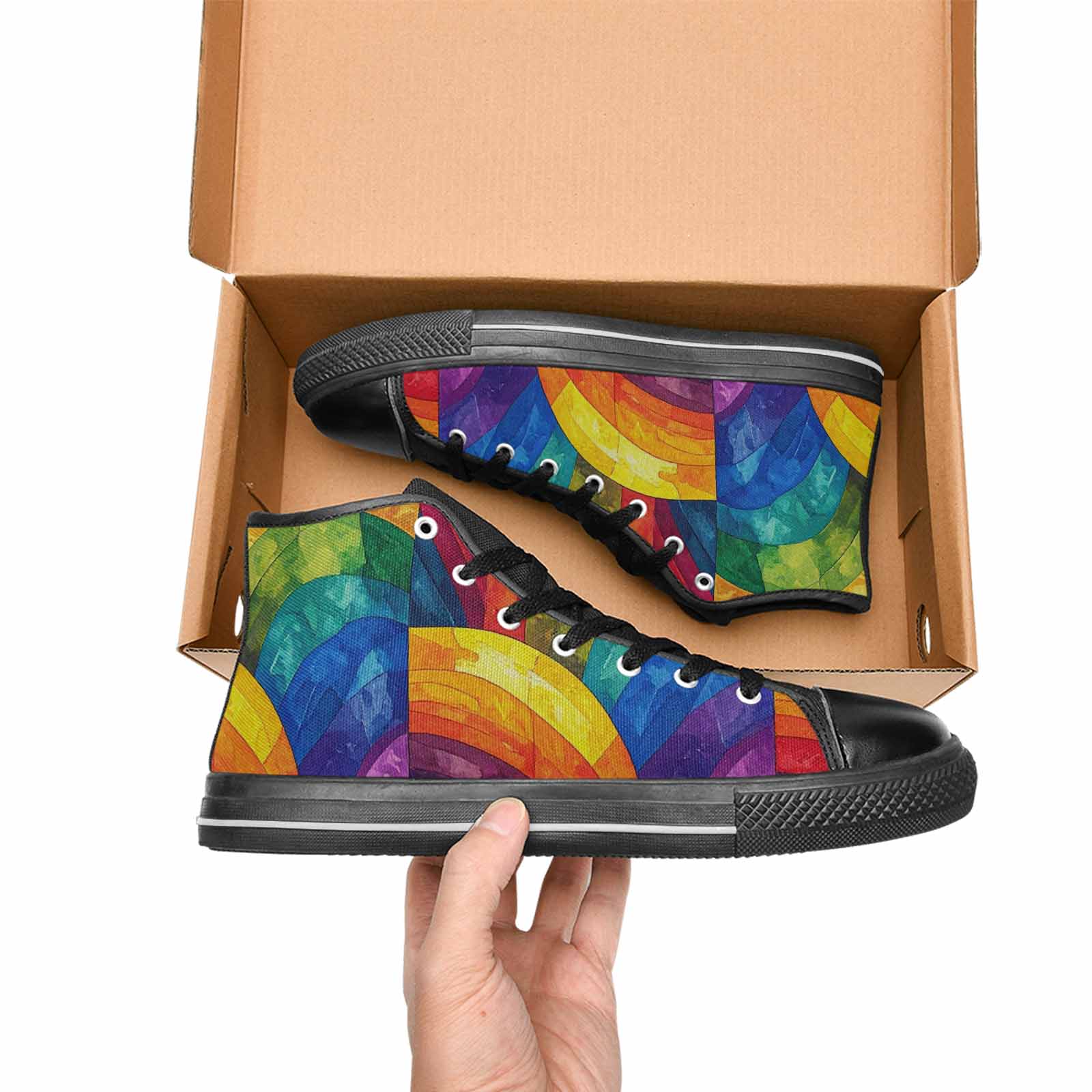 MEN'S Rainbow Pride Flag High Top Canvas Y2K Sneakers