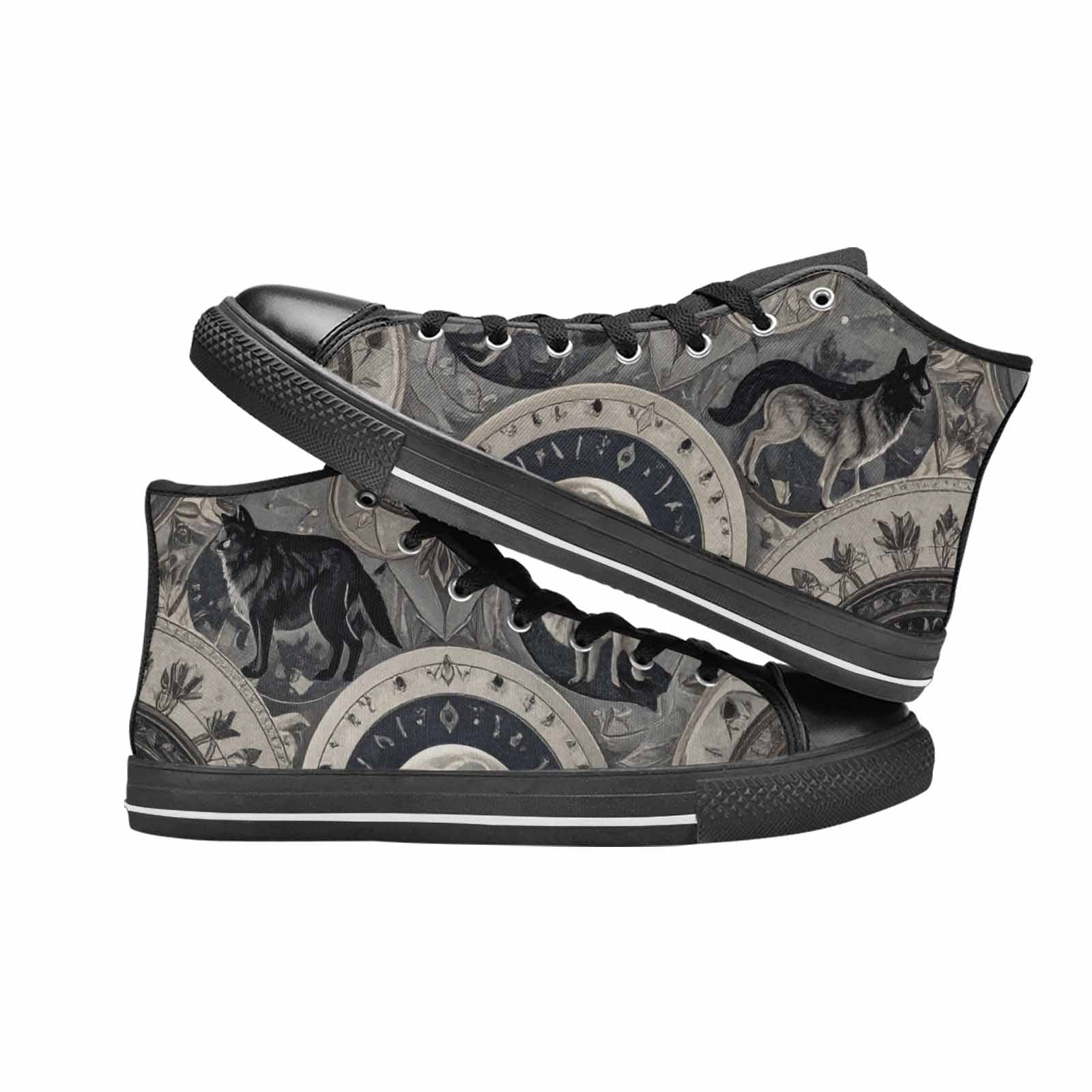 MEN'S Wolves Everywhere Collage High Top Canvas Dark Academia Shoes