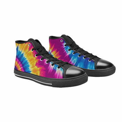 MEN'S Tie Dye Spiral High Top Canvas Cottagecore Custom Sneakers