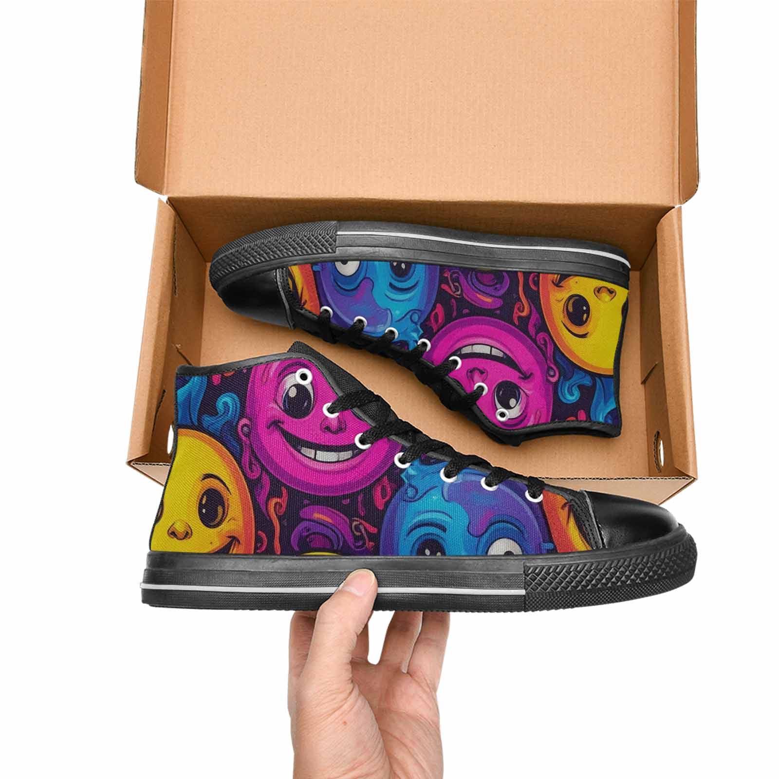 MEN'S Funny Looking Cartoon High Top Canvas Neon Fantasy Sneakers