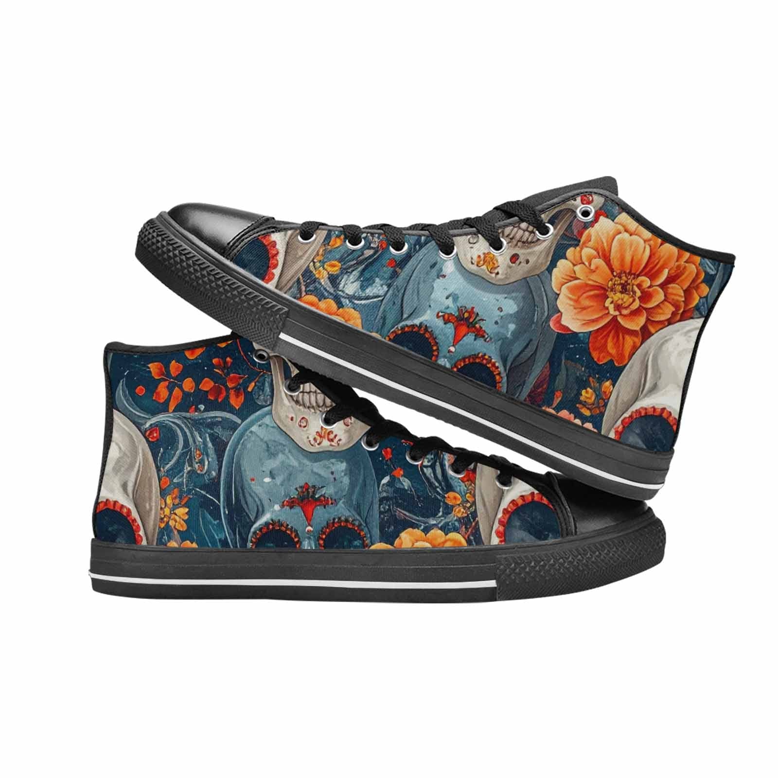 WOMEN'S Marble Skull High Top Canvas Aesthetic Shoes
