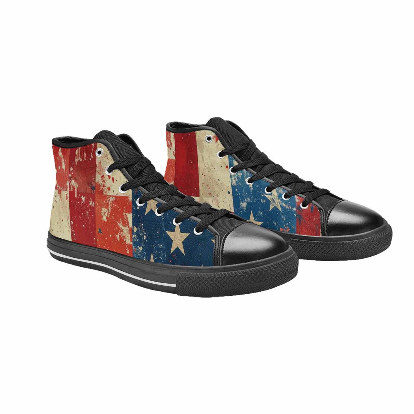 MEN'S American Flag Stars High Top Canvas Dark Academia Custom Shoes