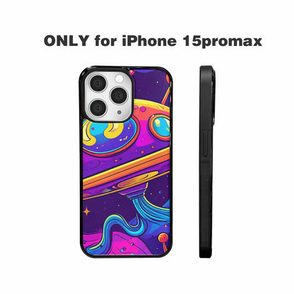 iPhone 15 Pro Max Case — Alien Ufo Cartoon Art Pattern Groovy, Custom Print Case Cover
