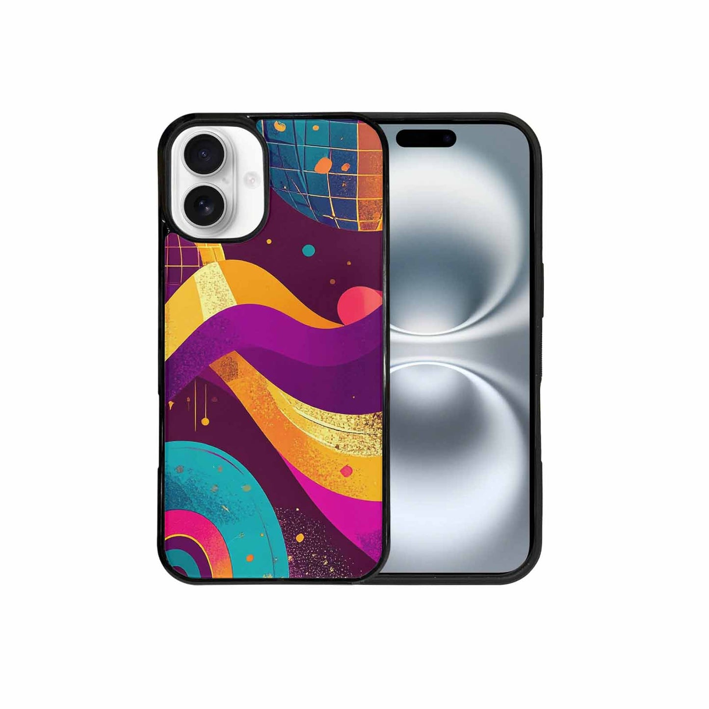 iPhone 16 Plus Case — 1970s Disco Art Pattern, Custom Print Case Cover