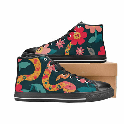 MEN'S Floral Snake Print High Top Canvas Surreal Sneakers