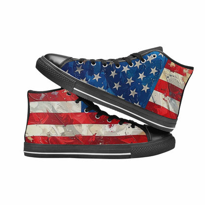 MEN'S American Flag Stars High Top Canvas Neon Fantasy Shoes