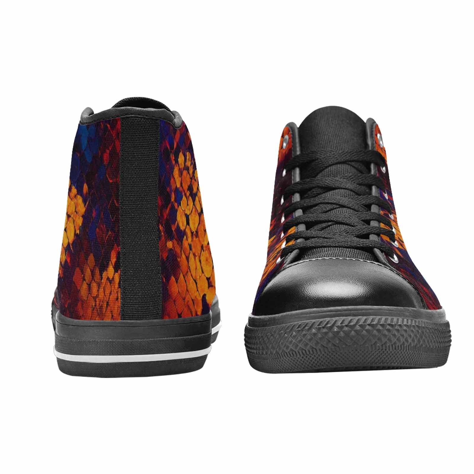 WOMEN'S Dark Snake Print High Top Canvas Vibrant Chaos Custom Shoes