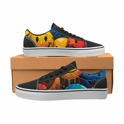WOMEN'S Smiley Faces Lace-Up Canvas Vivid Custom Sneakers