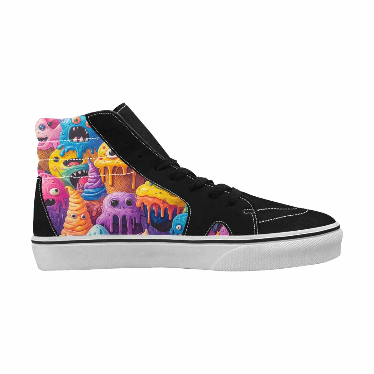 MEN'S Melting Ice Cream Monster High Top Canvas Kaleidoscope Sneakers