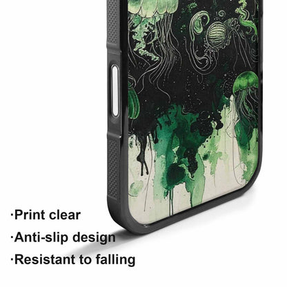 iPhone 17 Case — Sea Creature Burst Black Original Art, Custom Print Case Cover