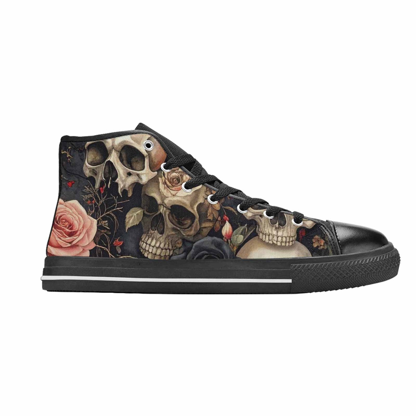 MEN'S Skulls - Roses High Top Canvas Surreal Custom Sneakers