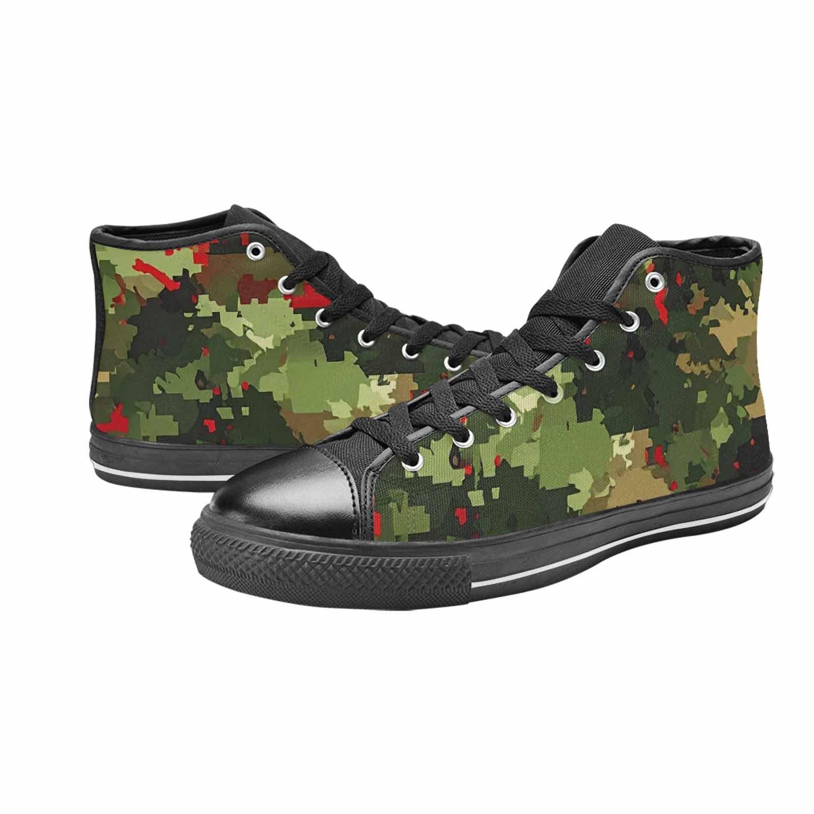 MEN'S Military Camouflage Blotch High Top Canvas Wallpaper Art Custom Shoes